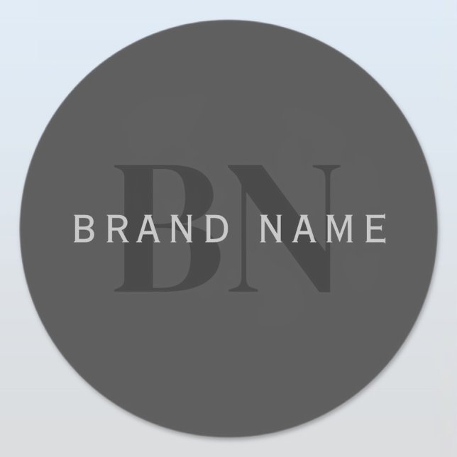Adesivo Redondo Cinza de Nome Comercial Editável (ou qualquer outr (Criador carregado)