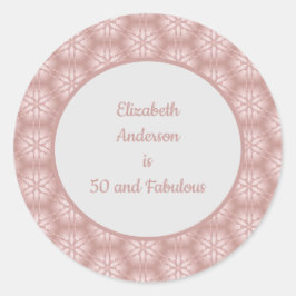 Adesivo Redondo Cinza Dourada e rosa 50 e aniversário fabuloso