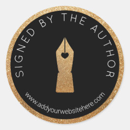 Adesivo Redondo Cinza Dourado Faux Assinado pelo Autor