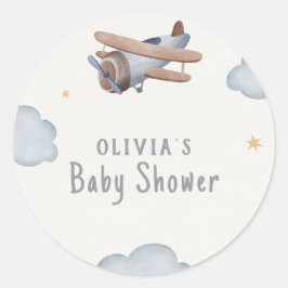 Adesivo Redondo Cinza E Chá de fraldas De Aquarela