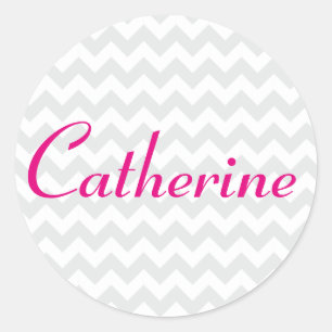 Adesivo Redondo Cinza e Divisor Branco com Nome de Script Negrito