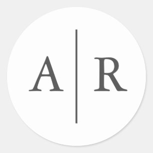 Adesivo Redondo Cinza e selo Elegante Elegante Minimalista Branco,