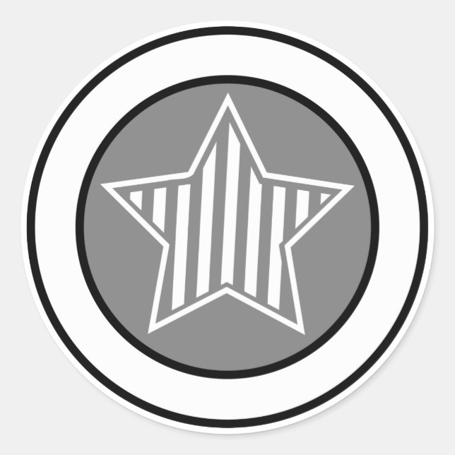 Adesivo Redondo Cinza e White Star Sticker (Frente)