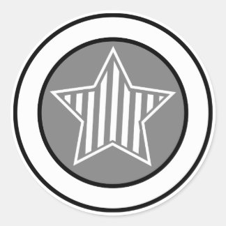 Adesivo Redondo Cinza e White Star Sticker