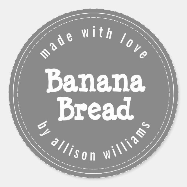 Adesivo Redondo Cinza Escura Pão-de-Banana moderna caseira (Frente)