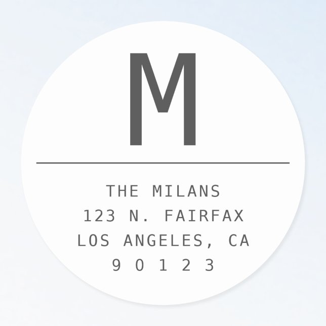 Adesivo Redondo Cinza Escuro e Endereço de Retorno Branco (Criador carregado)