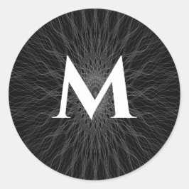 Adesivo Redondo Cinza faz ondas monograma preto