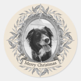 Adesivo Redondo Cinza Festiva De Prata Festiva Deixa A Foto De Fer