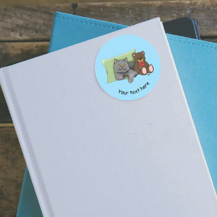 Adesivo Redondo Cinza Gato