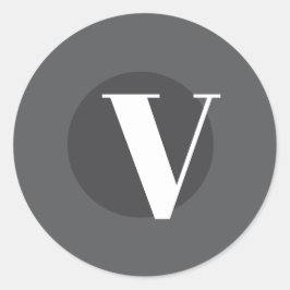 Adesivo Redondo Cinza inicial personalizada da tipografia branca