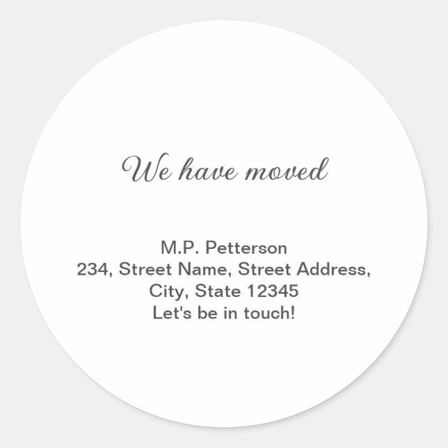 Adesivo Redondo cinza mínima que movemos para adicionar o nome e o (Frente)