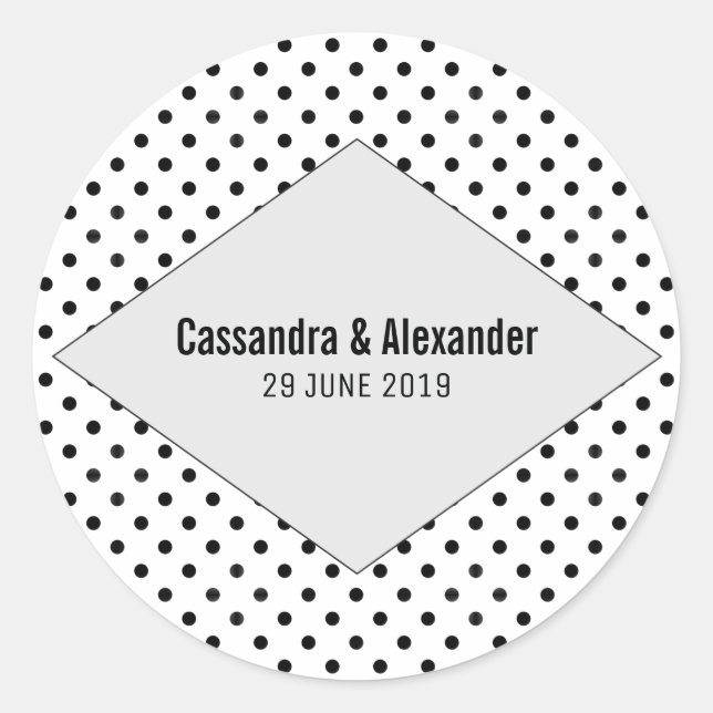 Adesivo Redondo Cinza Modern Bolinhas Wedding (Frente)