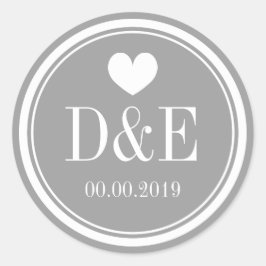 Adesivo Redondo cinza na moda monograma bengala bengala