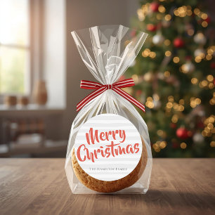Adesivo Redondo Cinza personalizado tipografia e laranja do Natal