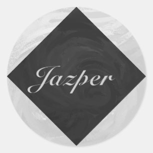 Adesivo Redondo Cinza Rainy Sky e Monograma Negro