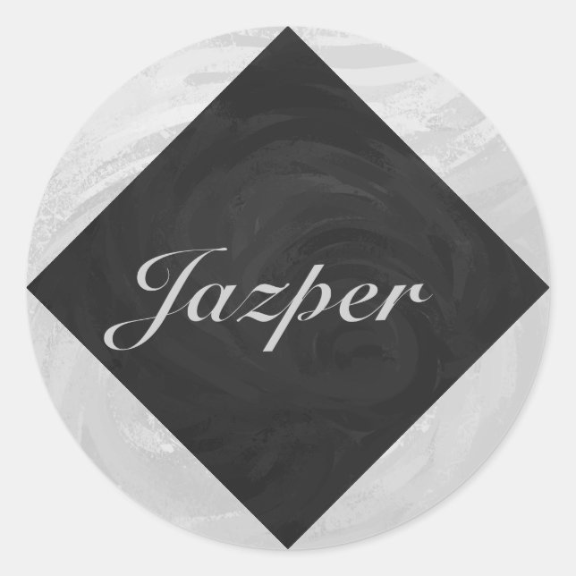 Adesivo Redondo Cinza Rainy Sky e Monograma Negro (Frente)