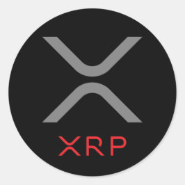 Adesivo Redondo Cinza Ripple XRP e logotipo vermelho | Vinheta