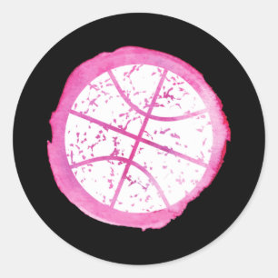 Adesivo Redondo Cinza Rosa de Basquete