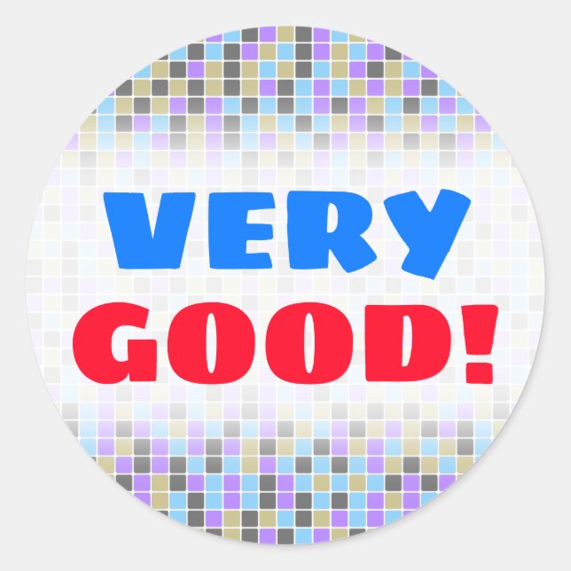 Adesivo Redondo Cinza, Roxo, bege, Praças/Azulejos Azuis Padrão (Frente)