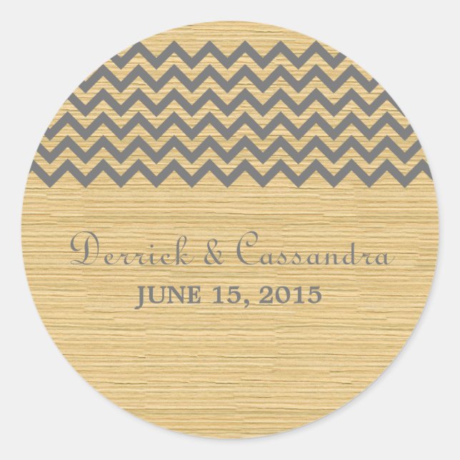 Adesivo Redondo Cinza Rustic Chevron Wedkers (Frente)
