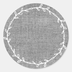 Adesivo Redondo Cinza Rustic Homemade Burlap Escreve No Vazio