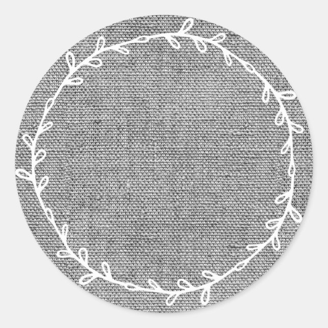 Adesivo Redondo Cinza Rustic Homemade Burlap Escreve No Vazio (Frente)