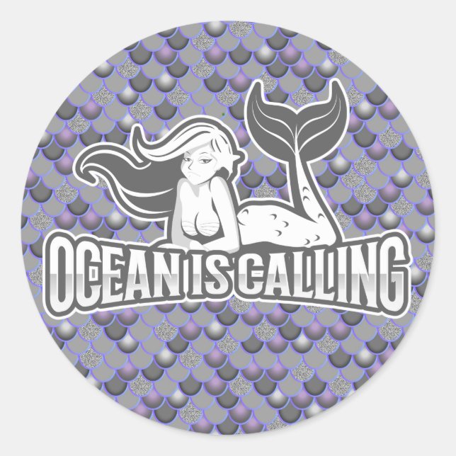 Adesivo Redondo Cinza Sereia Custa (Frente)