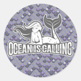 Adesivo Redondo Cinza Sereia Custa