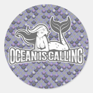 Adesivo Redondo Cinza Sereia Custa