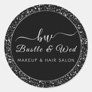 Adesivo Redondo Cinza Silver Glitter Makeup Hair Salon