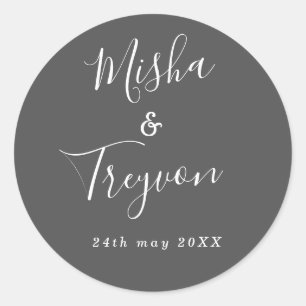 Adesivo Redondo Cinza Simples Típica Casamento Favorito Seal