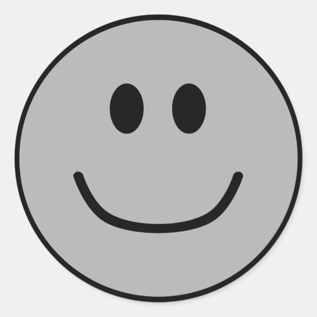 Adesivo Redondo Cinza Smiling Face Stickers 0002 (Frente)