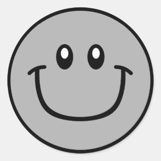 Adesivo Redondo Cinza Smiling Face Stickers 0003