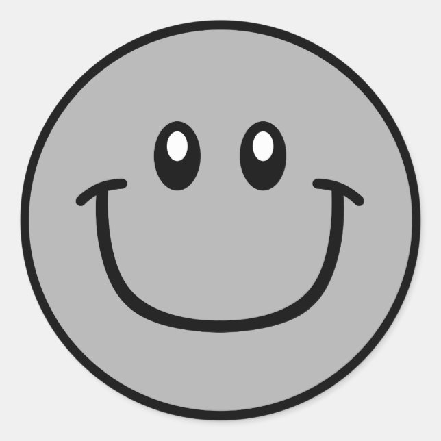 Adesivo Redondo Cinza Smiling Face Stickers 0003 (Frente)