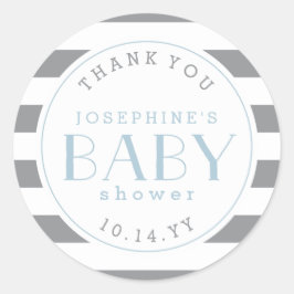 Adesivo Redondo Cinza Strike Chá de fraldas Obrigado Stickers