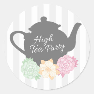 Adesivo Redondo Cinza Strike & Teapot High Tea Sticker