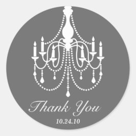 Adesivo Redondo Cinza White Chandelier Obrigado