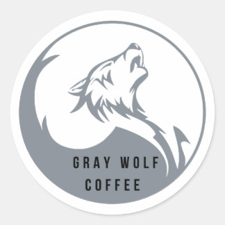 Adesivo Redondo Cinza Wolf Coffee Large Sticker
