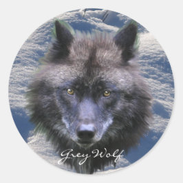 Adesivo Redondo CINZA WOLF HEAD & SNOW Wildlife Supporter Stickers