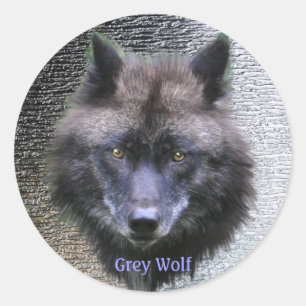Adesivo Redondo CINZA WOLF HEAD Wildlife Supporter Stickers