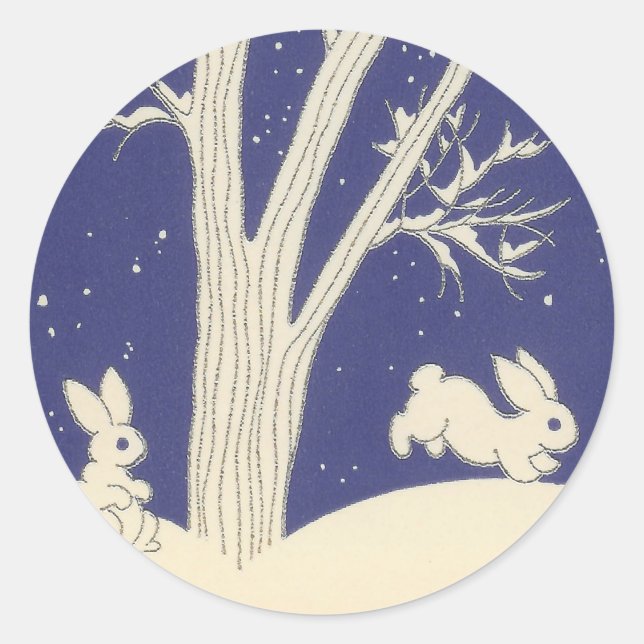 Adesivo Redondo Cinzas Brancas Azuis à Neve (Frente)