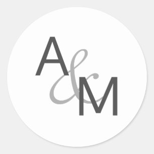 Adesivo Redondo Cinzas de carvão e selos de envelopes brancos mono