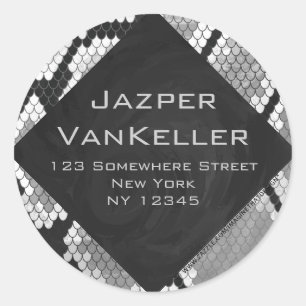 Adesivo Redondo Cinzas de nádegas, brancas e monogramas pretos