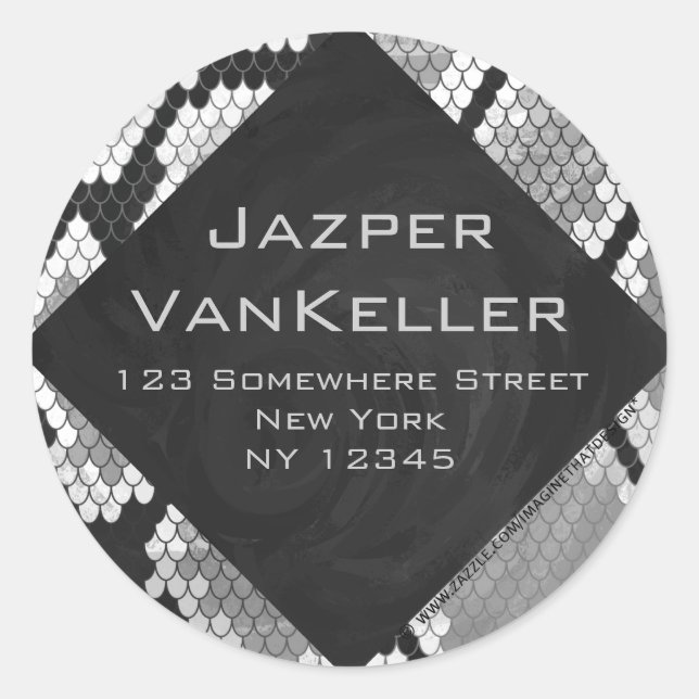 Adesivo Redondo Cinzas de nádegas, brancas e monogramas pretos (Frente)