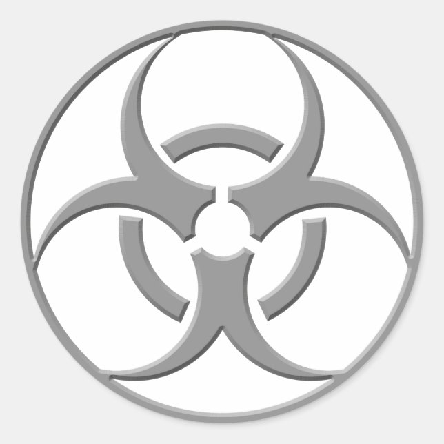Adesivo Redondo Cinzas de perigo biológico (Frente)