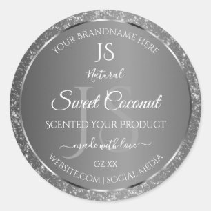 Adesivo Redondo Cinzas de prata, cinzas, estrelas, iniciais do pro