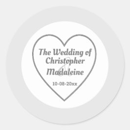 Adesivo Redondo Cinzas de Prata Simples e Casamento Branco