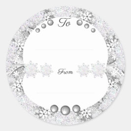 Adesivo Redondo Cinzas de rendas cerâmicas e flocos de neve