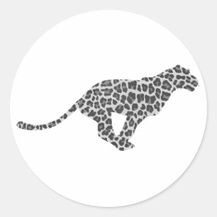 Adesivo Redondo Cinzas do leopardo e luz - silhueta cinzenta