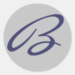 ADESIVO REDONDO CINZAS E AZUIS MARINHOS DO MONOGRAMA DE "B"